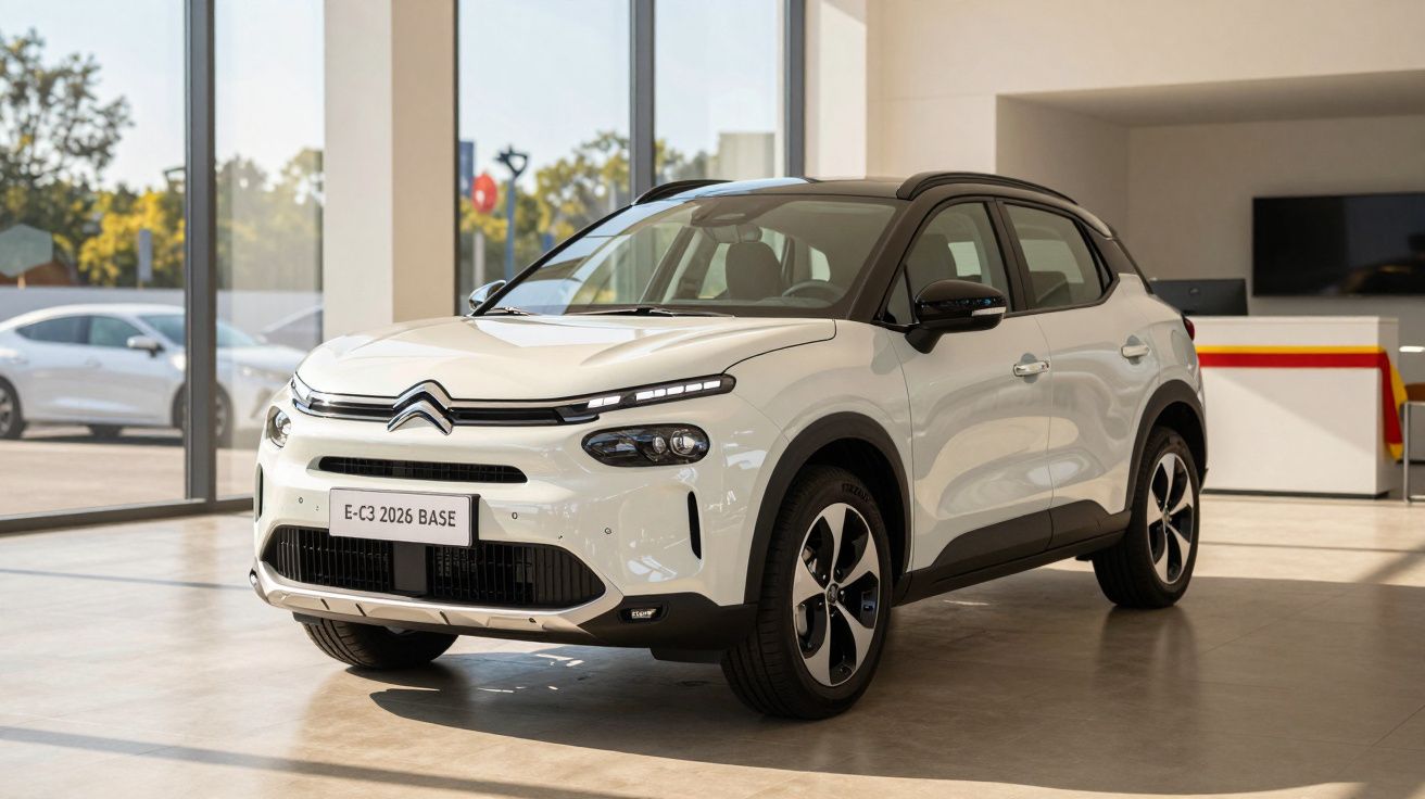 White Citroën C3 2026 model on display in a bright showroom.